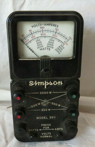 Vintage Simpson Vintage Volt - Amp Meter Model 390 Fast