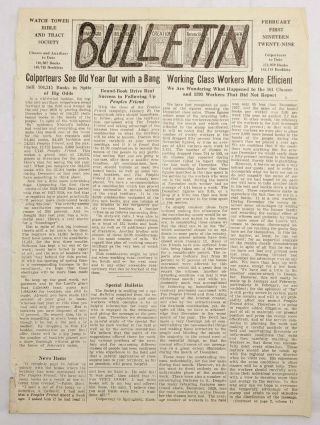 Bulletin Feb 1929 Colporteurs See Old Year Out With A Bang Watchtower Jehovah