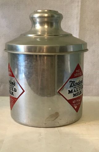 Vintage BORDEN’S Malted Milk Soda Fountain Advertising Tin Canister 1940 - 50’s 3