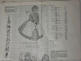 Vintage Eva Rosenstand National Bell Pull Counted Cross Stitch Kit Parts.  Danish