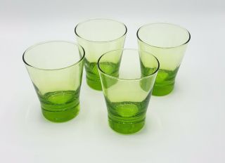 Vintage Lime Green Rock Glasses Heavy Bottom Set Of 4 Barware
