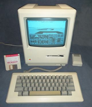 1984 Apple Macintosh 512k M0001w With Microsoft Flight Sim Keyboard Mouse