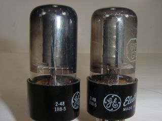 2 Vintage NOS GE 6V6GT 6V6 Smoked Glass Grey Plate Matched Amplifier Tube Pair 3