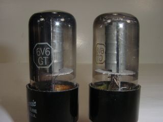 2 Vintage NOS GE 6V6GT 6V6 Smoked Glass Grey Plate Matched Amplifier Tube Pair 5