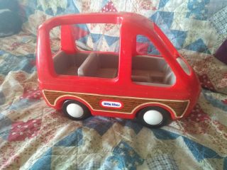 Vintage Little Tykes Red Van Bus Little People Dollhouse Furniture