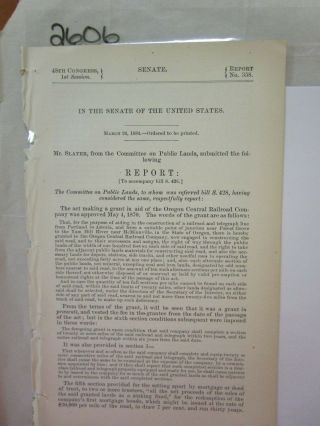 Govt Report 1884 Relief For The Oregon Central Railroad Company 2606