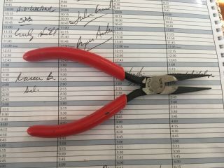 Vintage Snap On Tools Electronic Service Needle Nose Pliers E712cg Usa