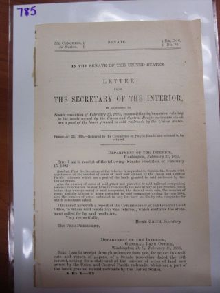 Gov Report 1895 Union And Pacific Railroads Lands Granted By United States 785