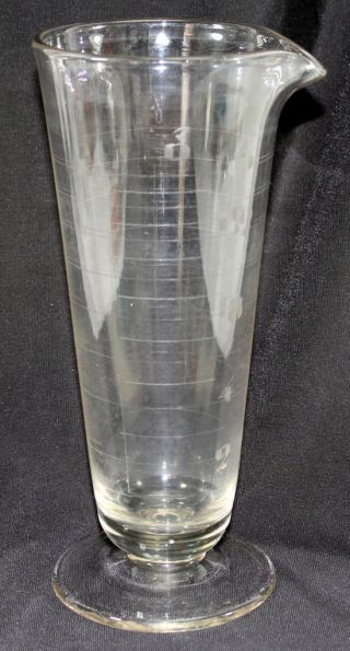 Vintage Art Deco Laboratory Pharmacy Glass 16 Oz Tall Tapered Graduated Beaker