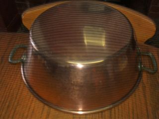 Vintage French Hammered Copper Preserving Jam Pan Mixing Bowl Metal Handles Stam