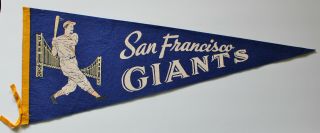 Vintage San Francisco Giants Full Size Pennant / Unusual Four Color On Dark Blue