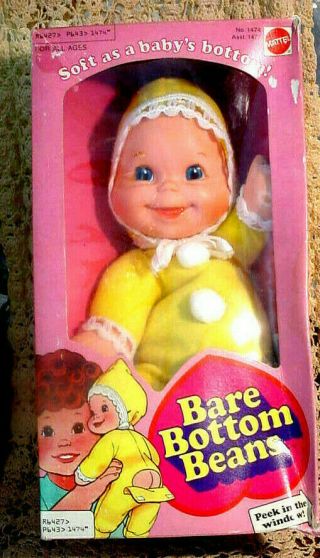 Mib Vtg 1979 9 " Bare Bottom Beans Baby Doll /peekaboo Window Cloth Vinyl Mattel