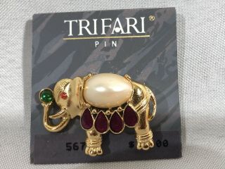 Vintage Trifari Alfred Philippe Moghul Elephant Brooch Pin