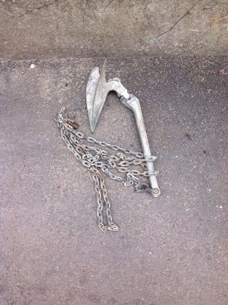 Vintage Boat Anchor & Chain - Ansell Jones 10 - Drag Type Anchor ?