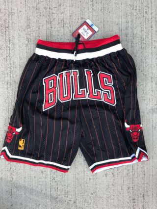 Nwt Chicago Bulls Just Don Pinstripe Black Vintage Basketball Shorts Size Medium