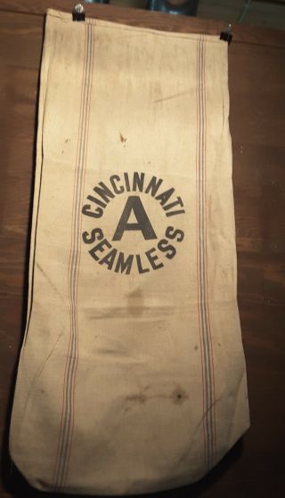 Large Vintage Cincinnati A Seamless Canvas Cloth Seed Sack