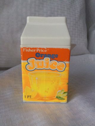 Vtg Htf Fisher Price Fun With Food Orange Juice Carton Container Pretend Play