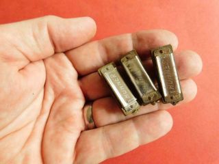 3x Tiny Miniature Vintage Hohner No39 Harmonica Mouth Organs 35mm
