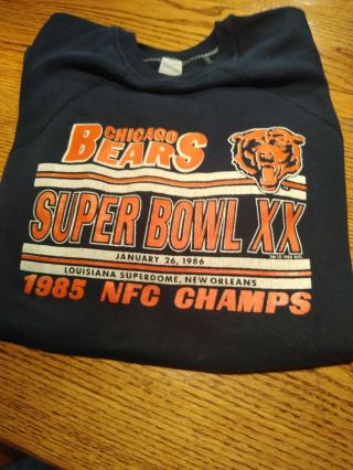 Vintage 1985 Nfc Champs Chicago Bears Bowl Xx Sweat Shirt Size Xl