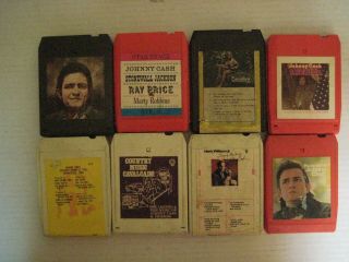 8 Vintage Johnny Cash 8 Track Tapes - - In