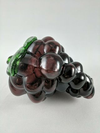 Vintage Murano Style Art Glass Hand Blown Decor Fruit Purple Grapes Paperweight