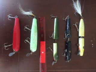 5 Vintage Striped Bass Fishing Lures/surf Plugs