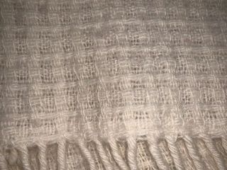 Alafoss Of Iceland Pure 100 Virgin Wool Throw Blanket Cream W Fringe Vtg