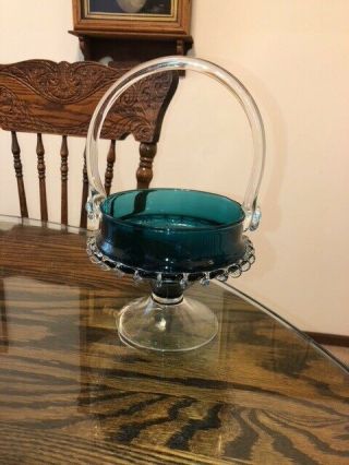 Stunning Vintage Art Glass Basket Applied Handle