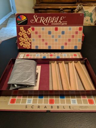 Vintage 1982 Scrabble Board Game Selchow & Righter Complete Game,  Wooden Tiles