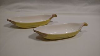 Vintage Banana Split Dishes,  Set Of 2,  Porcelain,  Real Banana Style