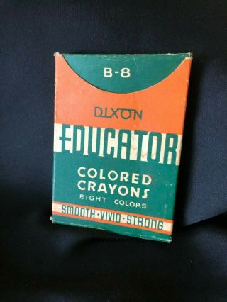 Vintage Dixon B - 8 Educator Colored Crayons Joseph Dixon Crucible Co.  In Orig Box