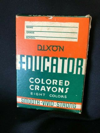 Vintage DIXON B - 8 EDUCATOR COLORED CRAYONS Joseph Dixon Crucible Co.  In Orig Box 3