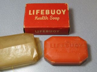 Vintage Lifebuoy Health Soap 3.  5 Oz Wrapped Bar W/ Box Lever Brothers
