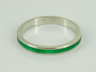 Vintage Sterling Silver Green Enamel Ring Size 6.  5 / 6.  75