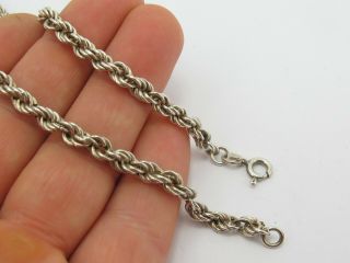Vintage Hallmarked Sterling Silver 925 Long Twisted Rope Chain Necklace