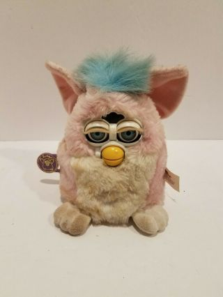 1999 Furby Baby White With Pink Ears Vintage Tiger Brand Model 70 - 940