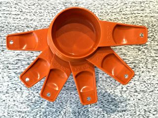 Vintage Tupperware Measuring Cups,  6,  Orange Color,  Nos