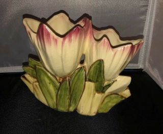 Mccoy Art Pottery Double Tulip Vase Planter Vintage