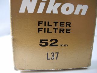 NIKON VINTAGE NIKON 52mm L37 FILTER W/HEAVY BRASS RIM,  CASE/BOX PERFECT GLASS 7