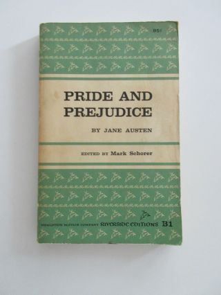Pride And Prejudice (riverside Editions) By Jane Austen 1956 Vintage