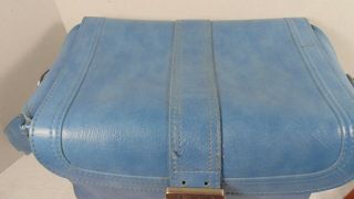 Samsonite Scandia Vintage BLUE Train Make up Case Buckle Flap Shoulder Bag 2