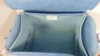 Samsonite Scandia Vintage BLUE Train Make up Case Buckle Flap Shoulder Bag 3