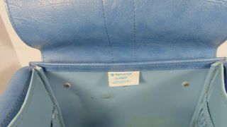 Samsonite Scandia Vintage BLUE Train Make up Case Buckle Flap Shoulder Bag 4