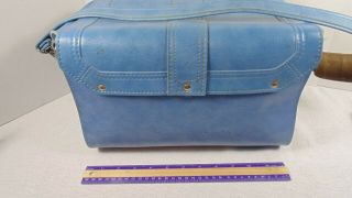 Samsonite Scandia Vintage BLUE Train Make up Case Buckle Flap Shoulder Bag 5