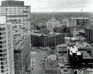 1958 Vintage Photo Aerial View Car Traffic On Streets Downtown Denver Colorado