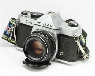 Vintage Film Camera Pentax K1000 W/ Pentax - M Lens 1:2 50mm & Flash Sunpak 121c