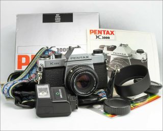 Vintage Film Camera PENTAX K1000 w/ Pentax - M Lens 1:2 50mm & Flash Sunpak 121C 2