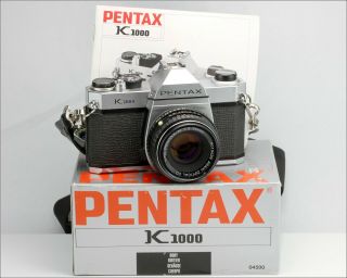 Vintage Film Camera PENTAX K1000 w/ Pentax - M Lens 1:2 50mm & Flash Sunpak 121C 4