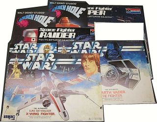 Vintage Star Wars,  Black Hole,  Battlestar Galactica Model Kit Cut Out Box Fronts