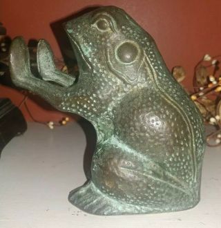 Vintage Cast Bronze Frog Door Stop